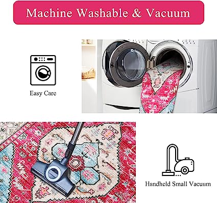 Non-Slip Distressed Vintage Persian Oriental, Small Accent Throw Low Pile Traditional Area Rug - 2' X 3'