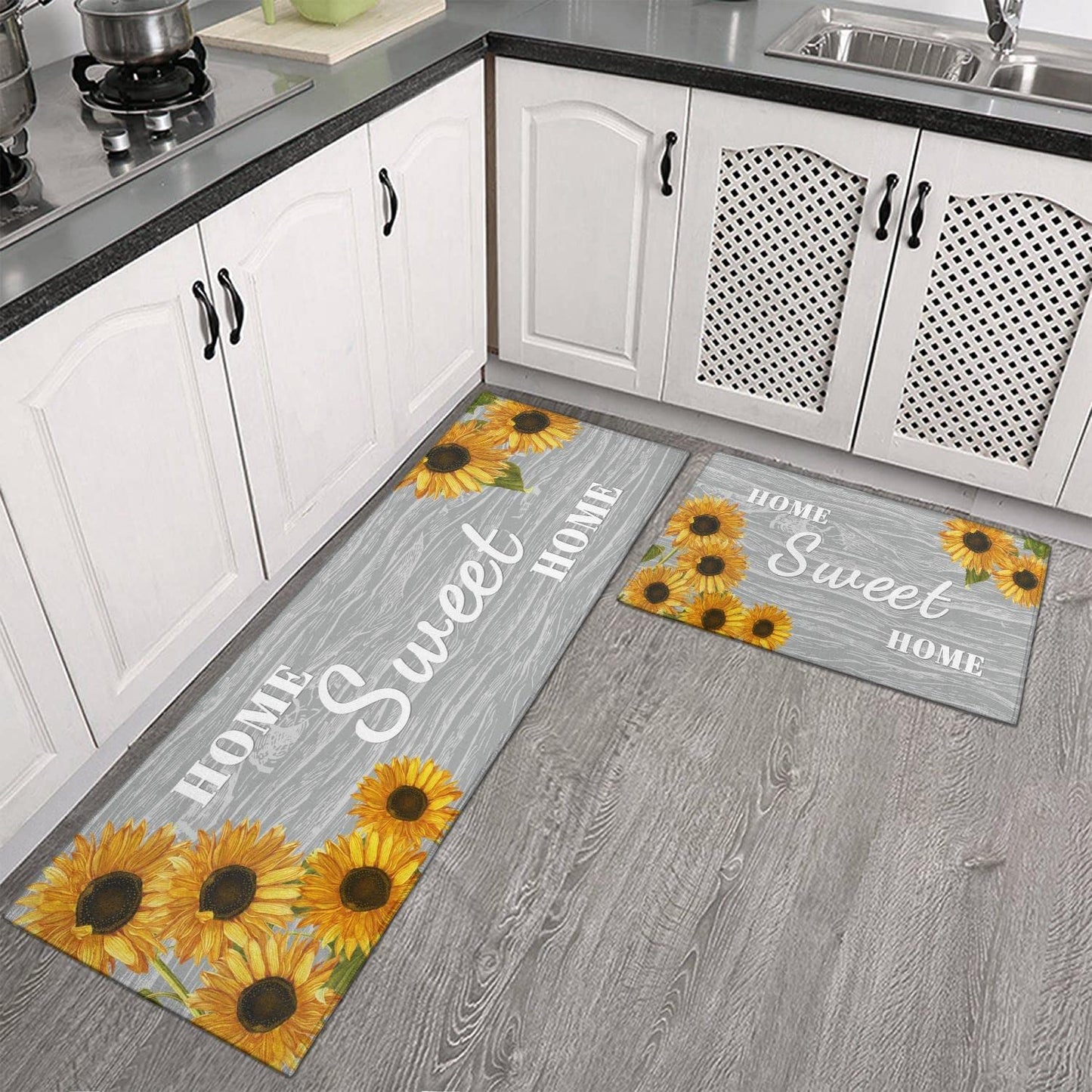 Set of 2 - Sunflower Kitchen Rugs