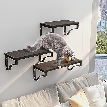 Set of 3 Floating Shelves with Heavy Duty Metal Frame, Hold up to 55lbs, Gray