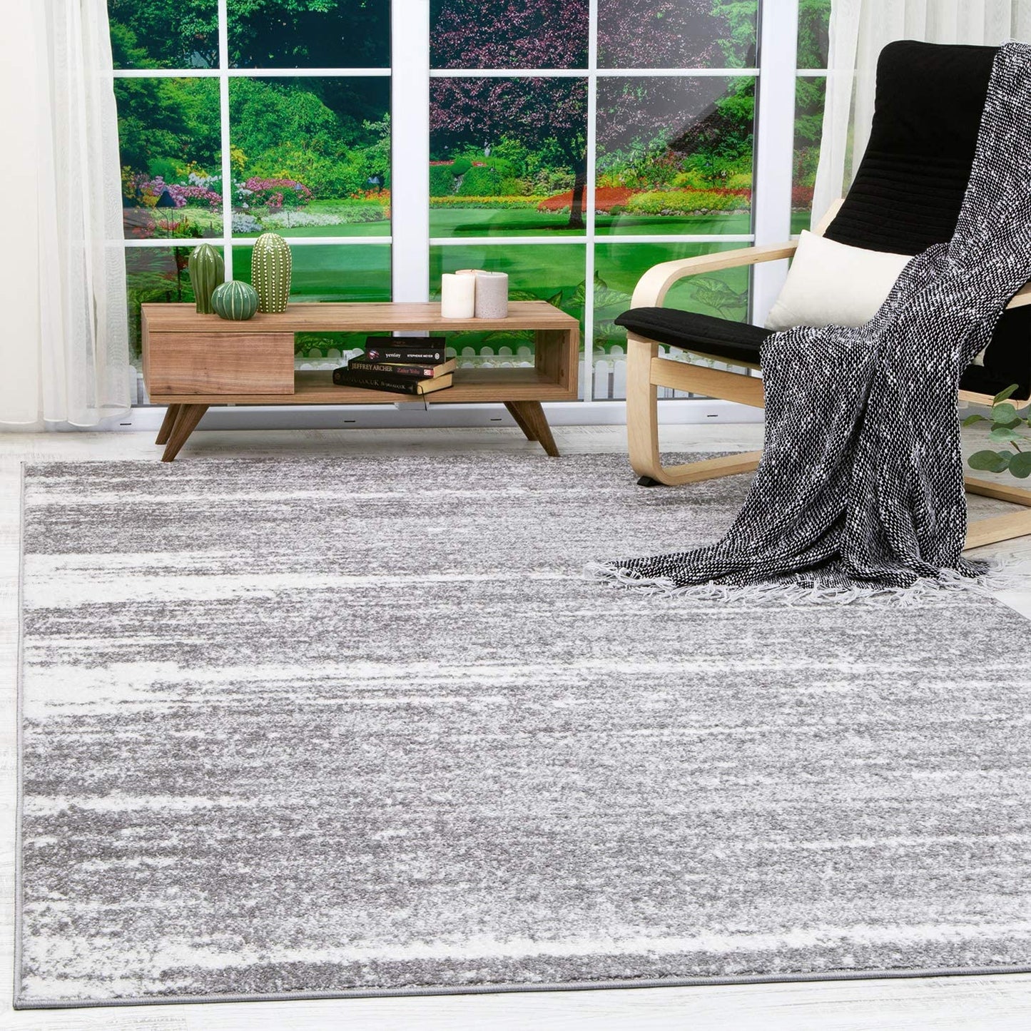 Siesta Collection Modern Contemporary Indoor Area Rug Grey/Cream