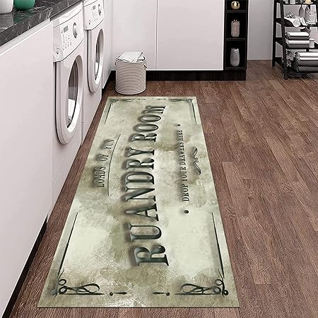 Laundry Room Rug 20"X59", Farmhouse Runner Rug Non Slip Waterproof Laundry Room Mat Floor Carpet for Kitchen, Washhouse, Mudroom