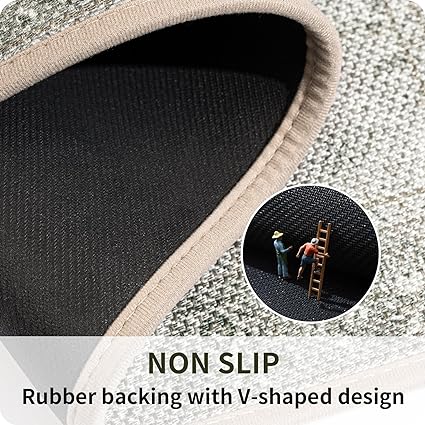 Non Skid Washable Absorbent Kitchen Runner Rugs 2 Pcs, 17"x32"+17"x48" (Brown)