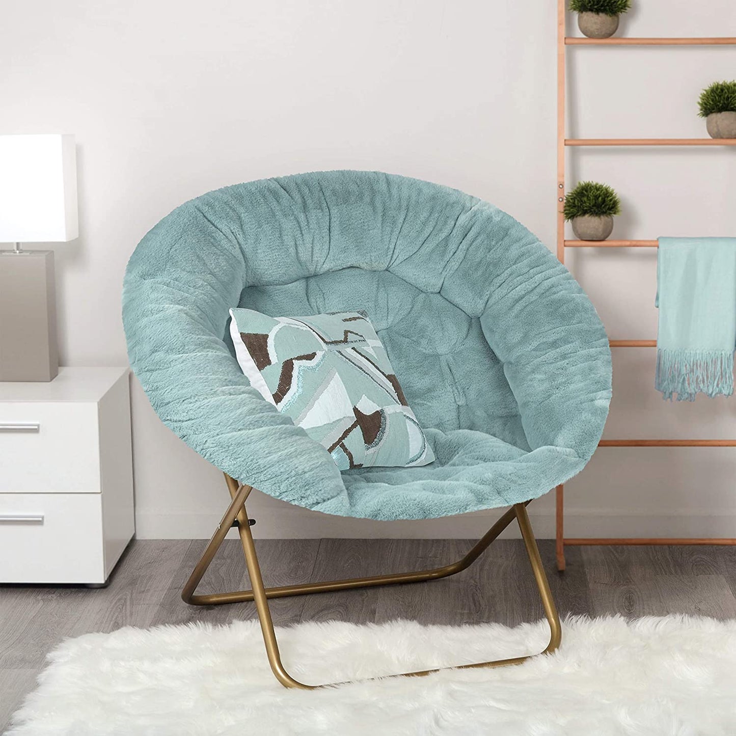 Cozy Faux Fur Saucer Chair for Bedroom/X-Large