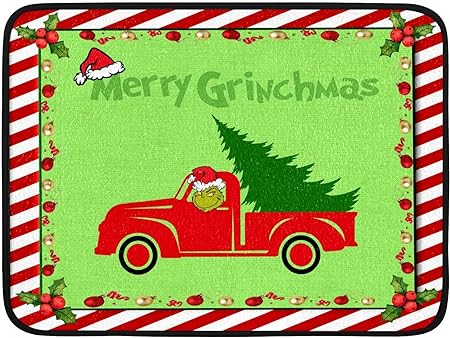 Absorbent Christmas Holiday Ball Dish Drying Mat for Kitchen Countertop, 16 X 18 Inch