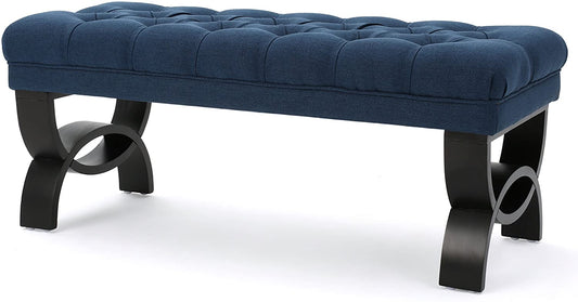 Knight Home Scarlett Fabric Ottoman Bench, Dark Blue