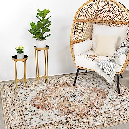 Non-Slip Distressed Vintage Persian Oriental, Small Accent Throw Low Pile Traditional Area Rug - 2' X 3'