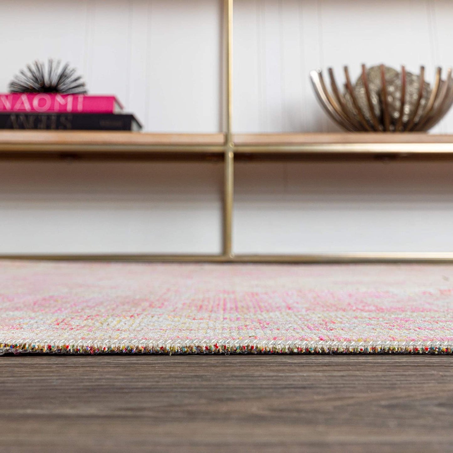 Khilana Floral Medallion Soft Rug, Deep Rose/Ivory