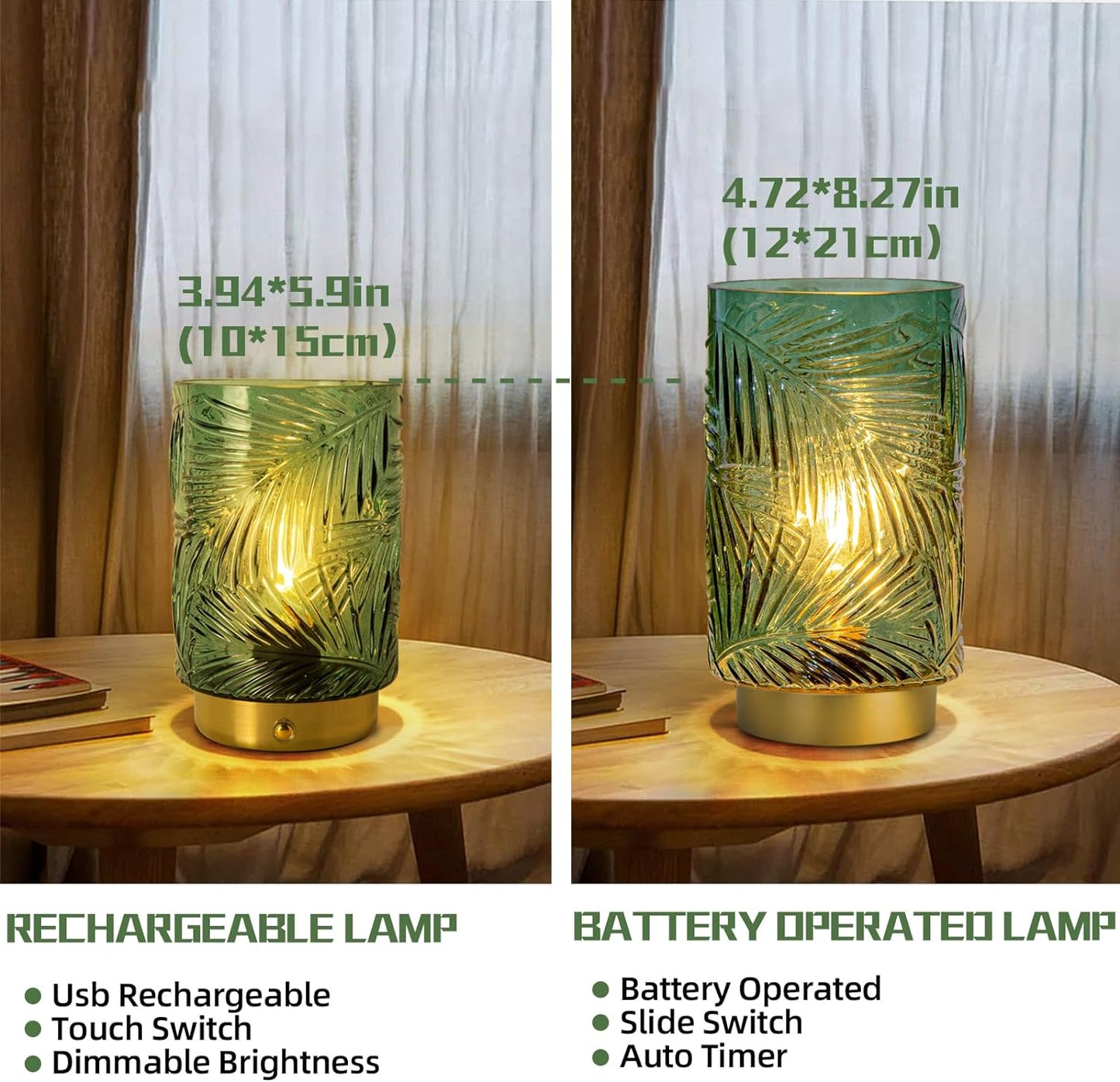 Cordless Floral Battery Operated Table Lamp
