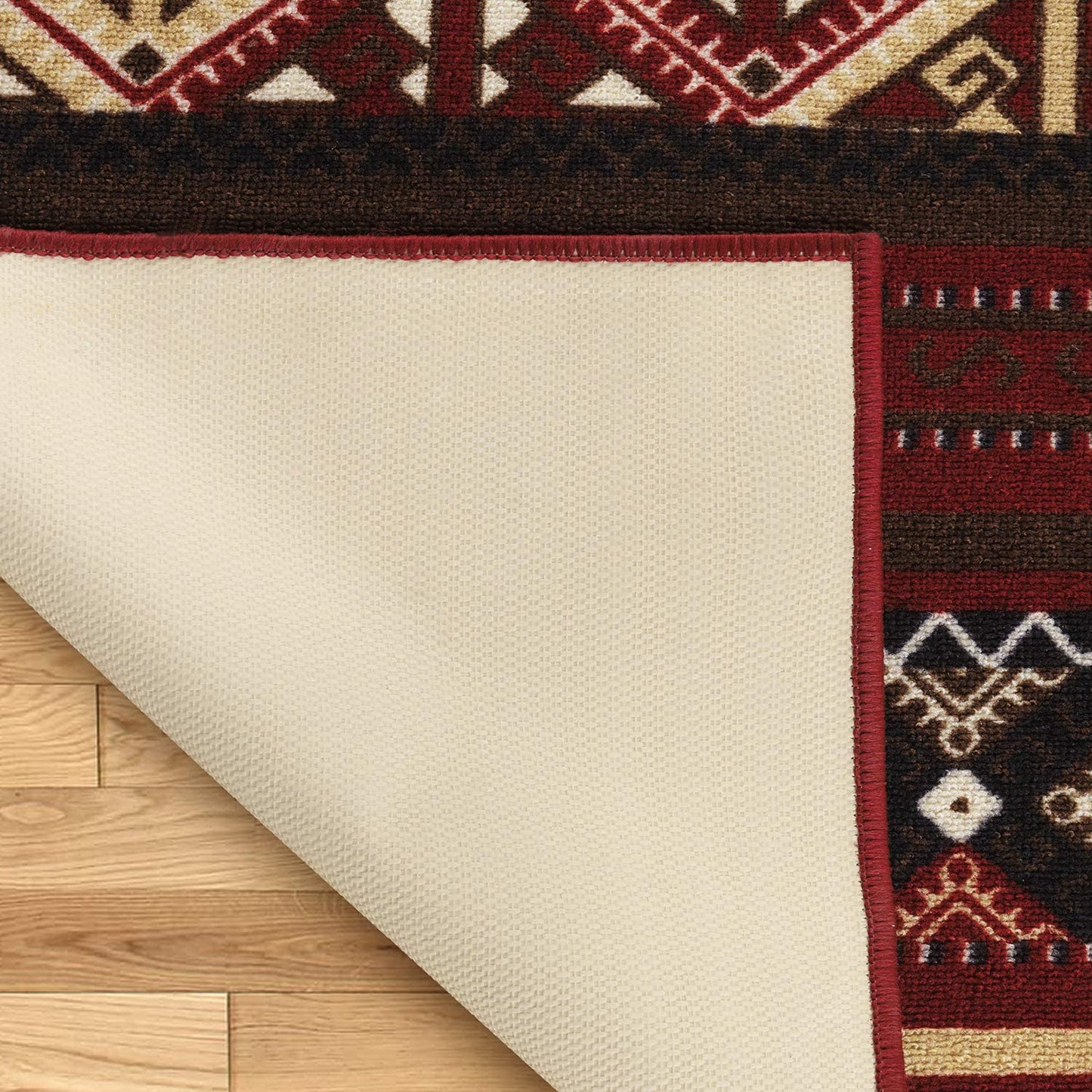 Moroccan Geometric Low Profile Pile Indoor Area Rugs Red