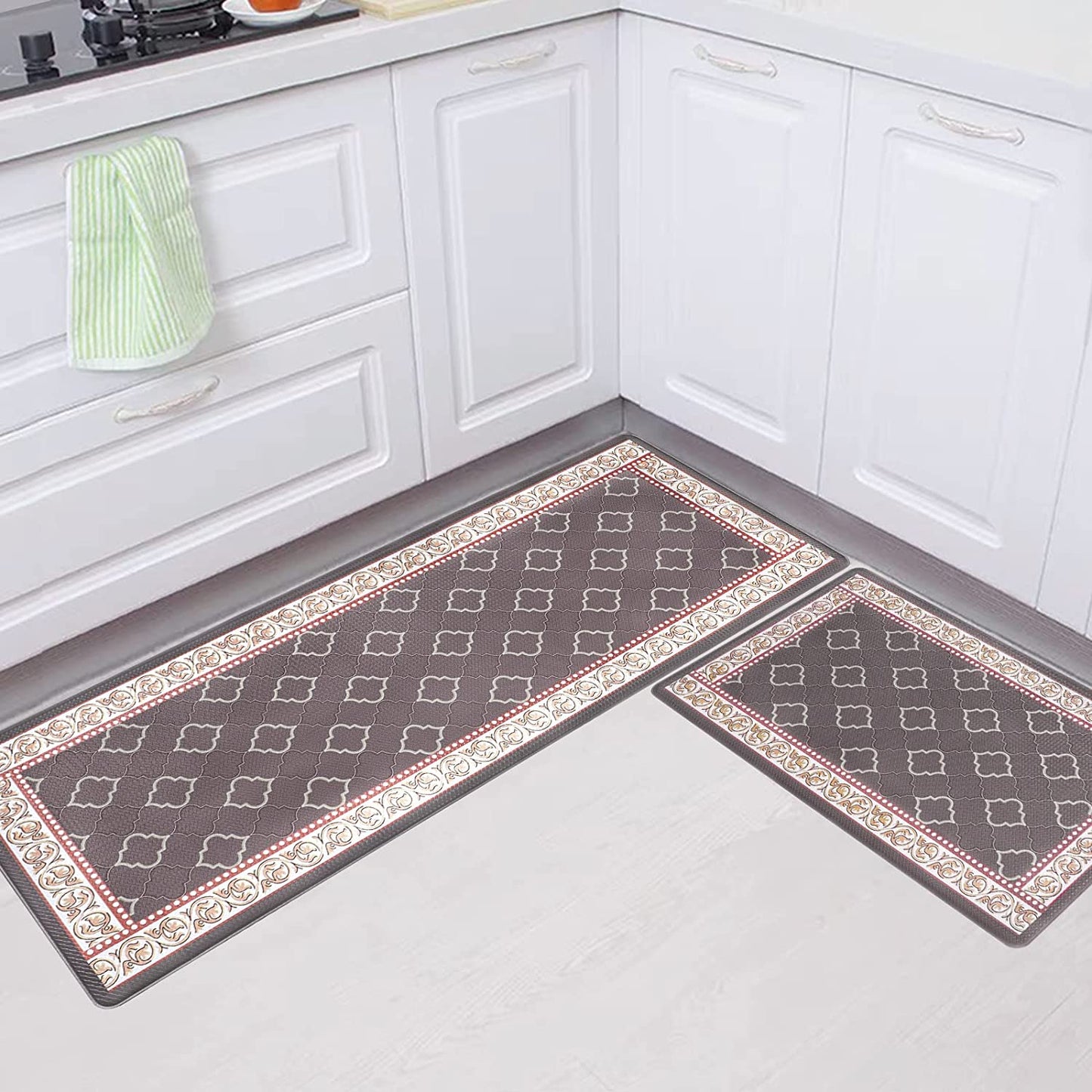 Set of 2- Cushioned Anti Fatigue Kitchen Mat 17"x47"+17"x29",