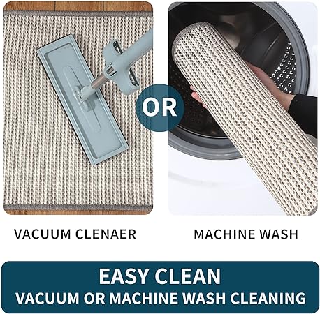 Sets of 2 Absorbent Non Skid Washable Kitchen Rugs and Mats, 17" x 30" + 17" x 59"