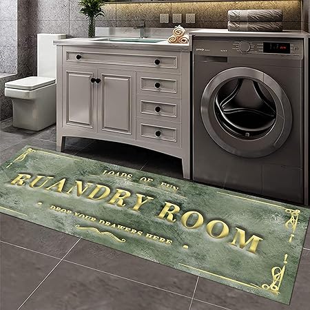 Laundry Room Rug 20"X59", Farmhouse Runner Rug Non Slip Waterproof Laundry Room Mat Floor Carpet for Kitchen, Washhouse, Mudroom