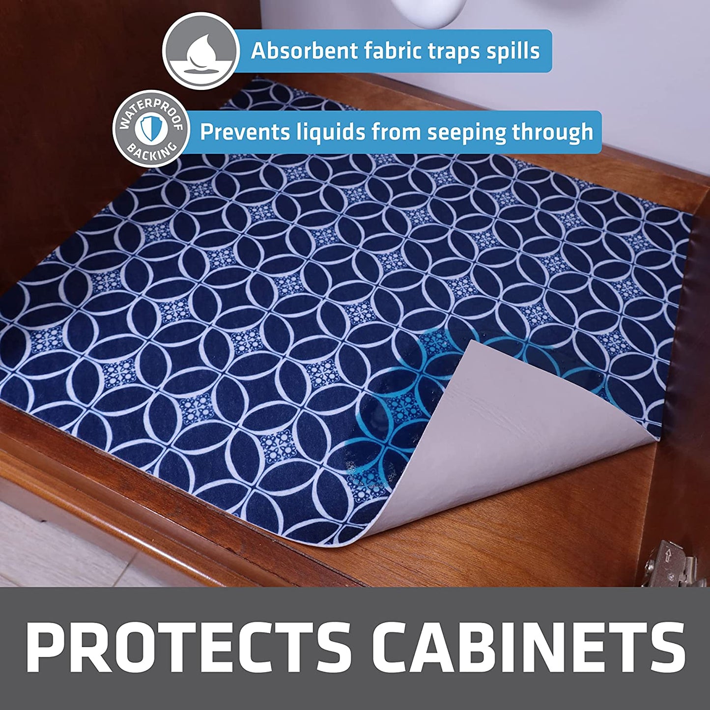 Under Sink, Waterproof Cabinet Protection, Absorbent Shelf Liners, Slip-Resistant, Non-Adhesive, Machine Washable, Durable Mats (USA Made)(24”x29”)(Charcoal)