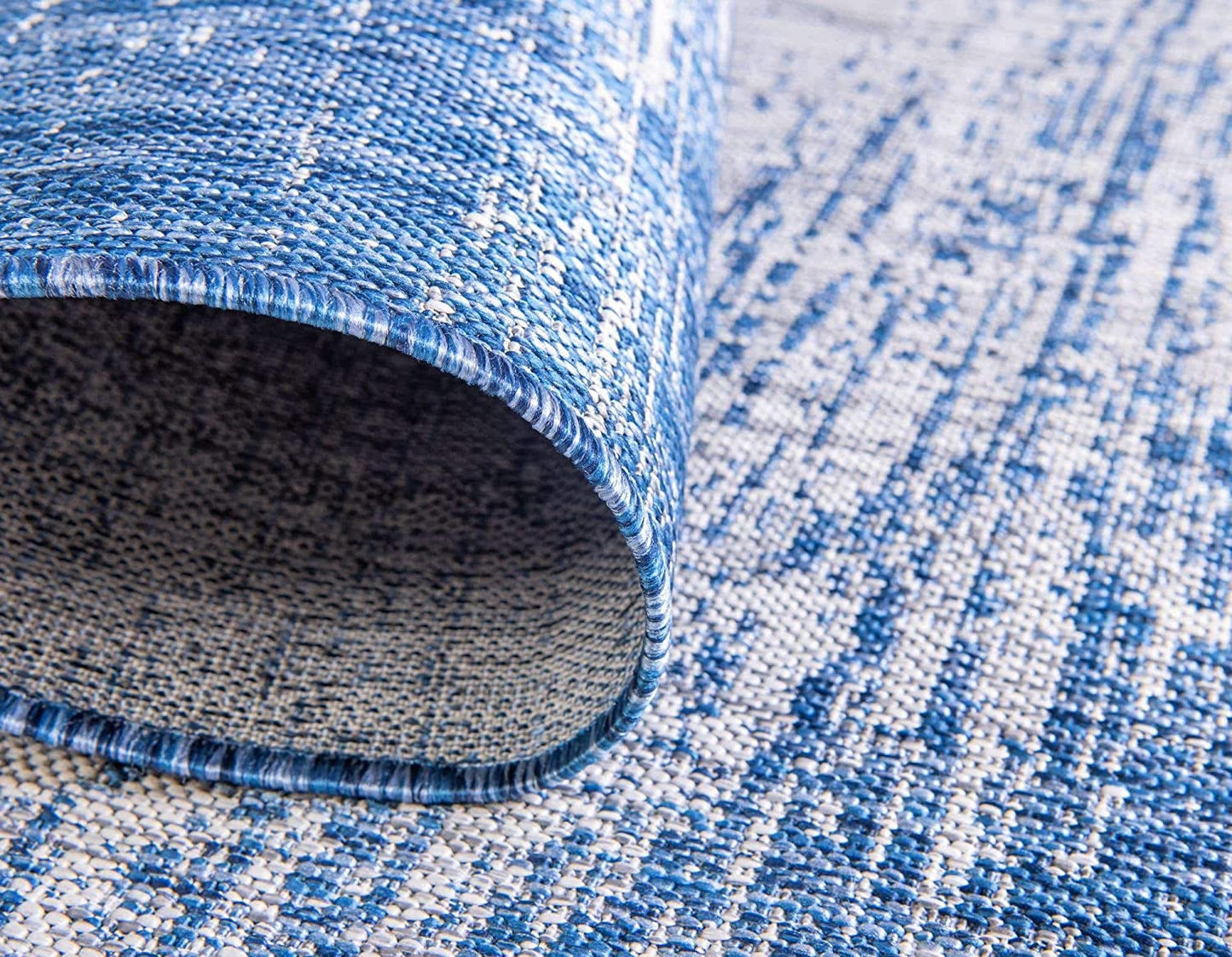 Outdoor Modern Collection Distressed Gradient Transitional Blue Area Rug