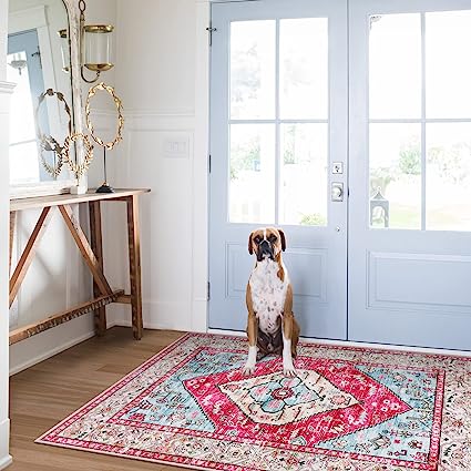 Non-Slip Distressed Vintage Persian Oriental, Small Accent Throw Low Pile Traditional Area Rug - 2' X 3'