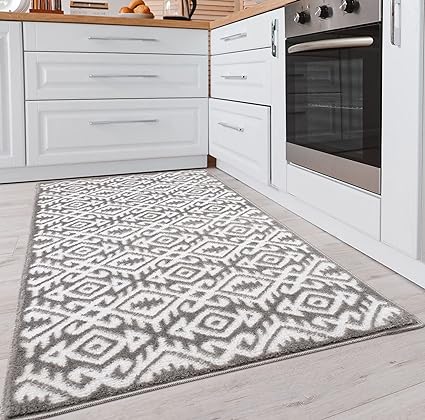 2 Piece, Non Slip Kitchen Runner Rug with TPR Backing, 100% Polypropylene 48x20in/30x20in