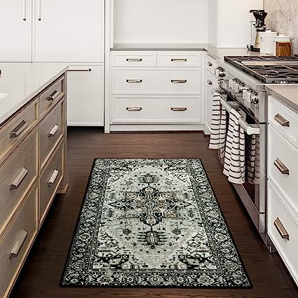 Non-Slip Distressed Vintage Persian Oriental, Small Accent Throw Low Pile Traditional Area Rug - 2' X 3'