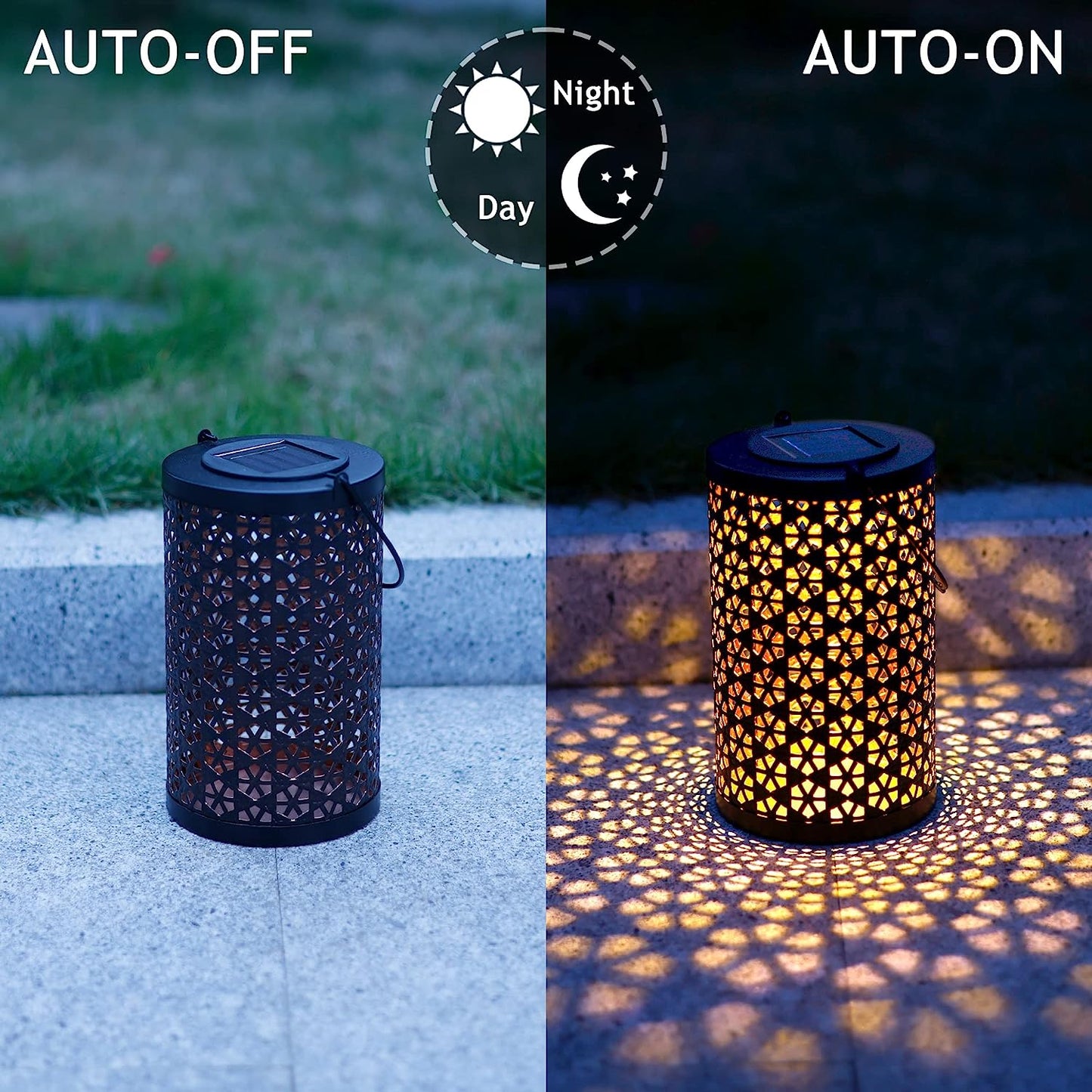 Solar Lantern Outdoor Waterproof, Hanging, Powered Lights, Backyard Porch Patio Balcony Teepee Lawn Pathway Tree-Flower