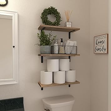 Set of 6 Wood Floating Wall Mounted