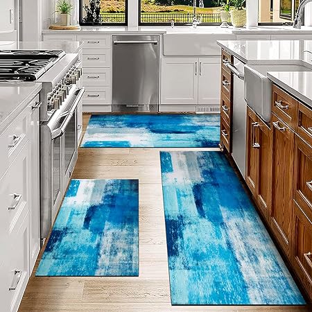 Boho Farmhouse Non Slip Washable Kitchen Area Rug Sets 3