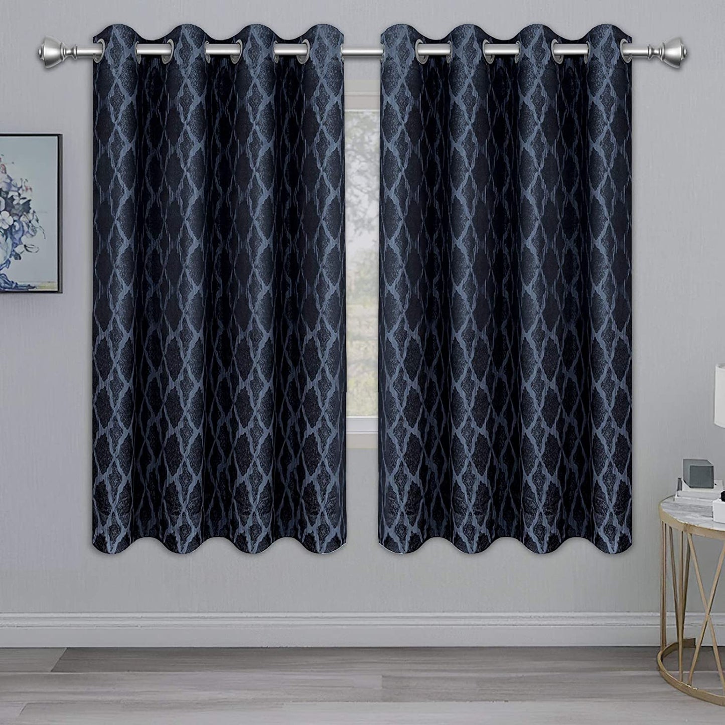 Jacquard Blackout Curtains for Bedroom, Cold/Heat/Sun Blocking and Noise Reduction Thermal Insulated Window Drapes, Camel, 52 x 63 inch Length, Set of 2 Grommet Curtain Panels
