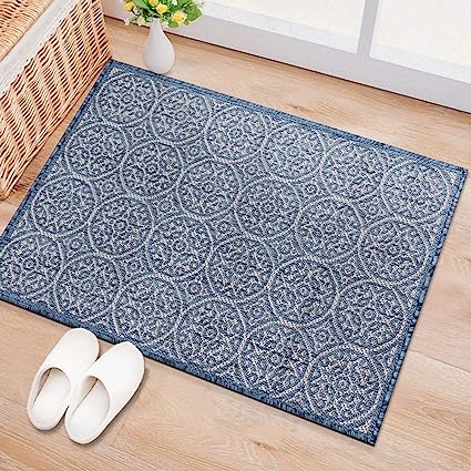 Capri Transitional Floral Circles Textured Flat Weave Easy Cleaning Outdoor Rugs - 2' x 3' Brown