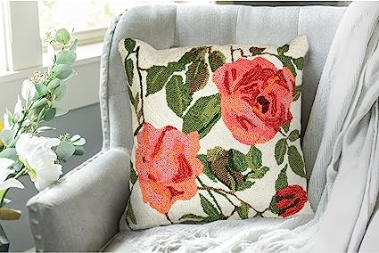 Frontporch Indoor/Outdoor Easy Care Invisible Zipper Hand Tufted Pillow- Birds Multi 18" x 18"