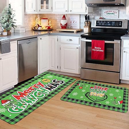 Green Monster Non Slip Christmas Kitchen Decoration, Set of 2