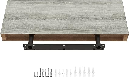 Floating Shelves, 2-Pack 24" Wood Wall Mounted, 6" Deep - Gray Oak