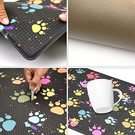 [2 PCS] Cushioned Anti-Fatigue Waterproof Non-Skid Ergonomic Comfort Foam Rugs, (Black) 17.3"x30"+17.3"x47"