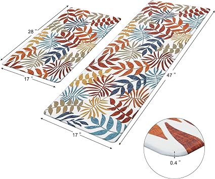 Anti Fatigue Kitchen Mats for Floor 2 Piece Set,