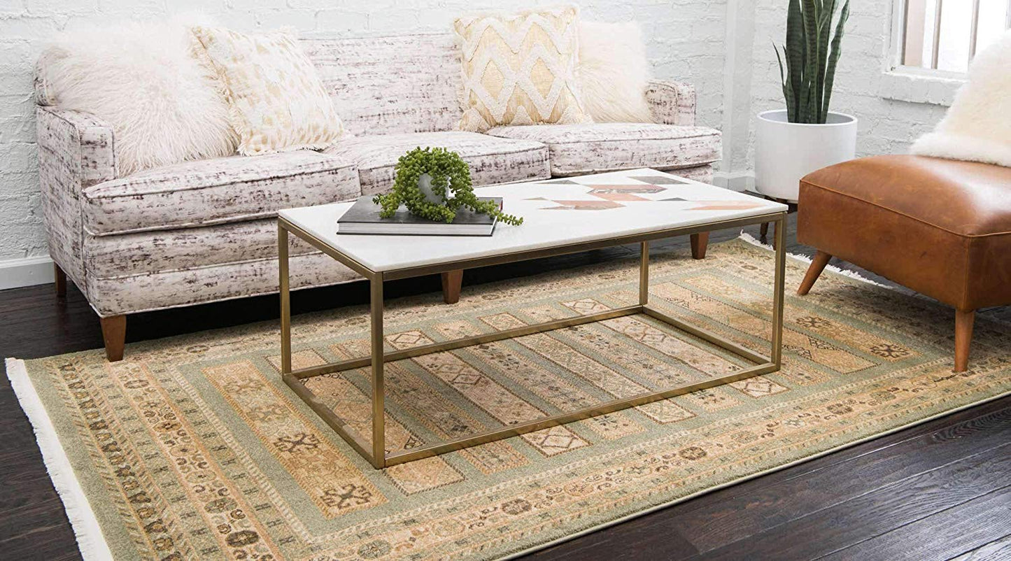 Tribal Pattern Light Green Soft Area Rug