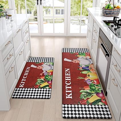 Chef Kitchen Rugs Sets of 2,   17 x 47 + 17 x 30 Inch