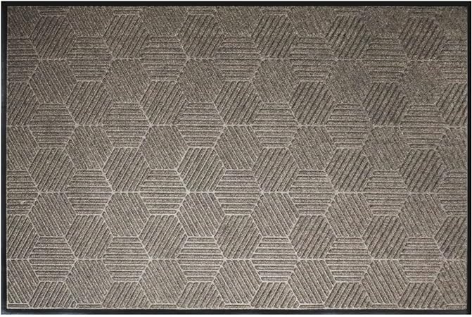 WaterHog Silver - Commercial-Grade Entrance Mat with Honeycomb Pattern & Rubber Border - (Greige, 2' x 3')