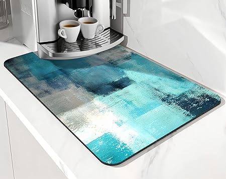 Accessories for Countertop Pioneer Flower Absorbent Hide Stain Rubber Backed Dish Drying Mats, (20x12in)