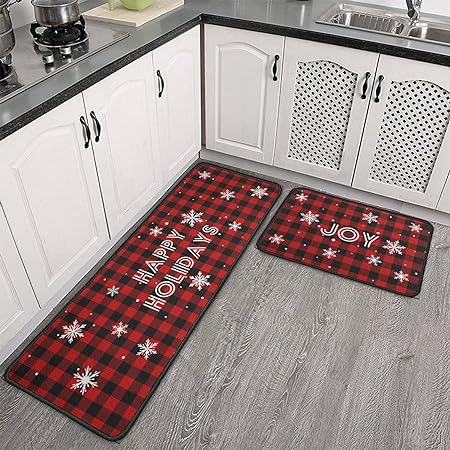 Non Skid Washable Black Santa Claus Christmas Rugs and Mats