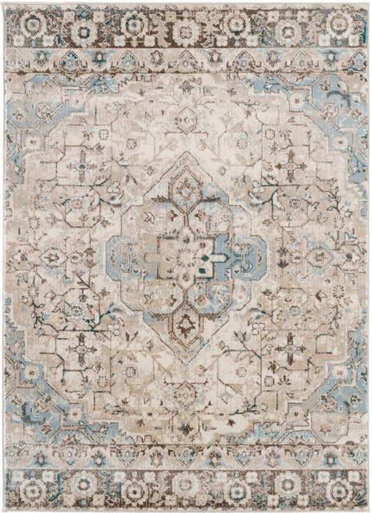 Distressed Cream 5'2x7'2 Soft Area Rug Carpet Large New