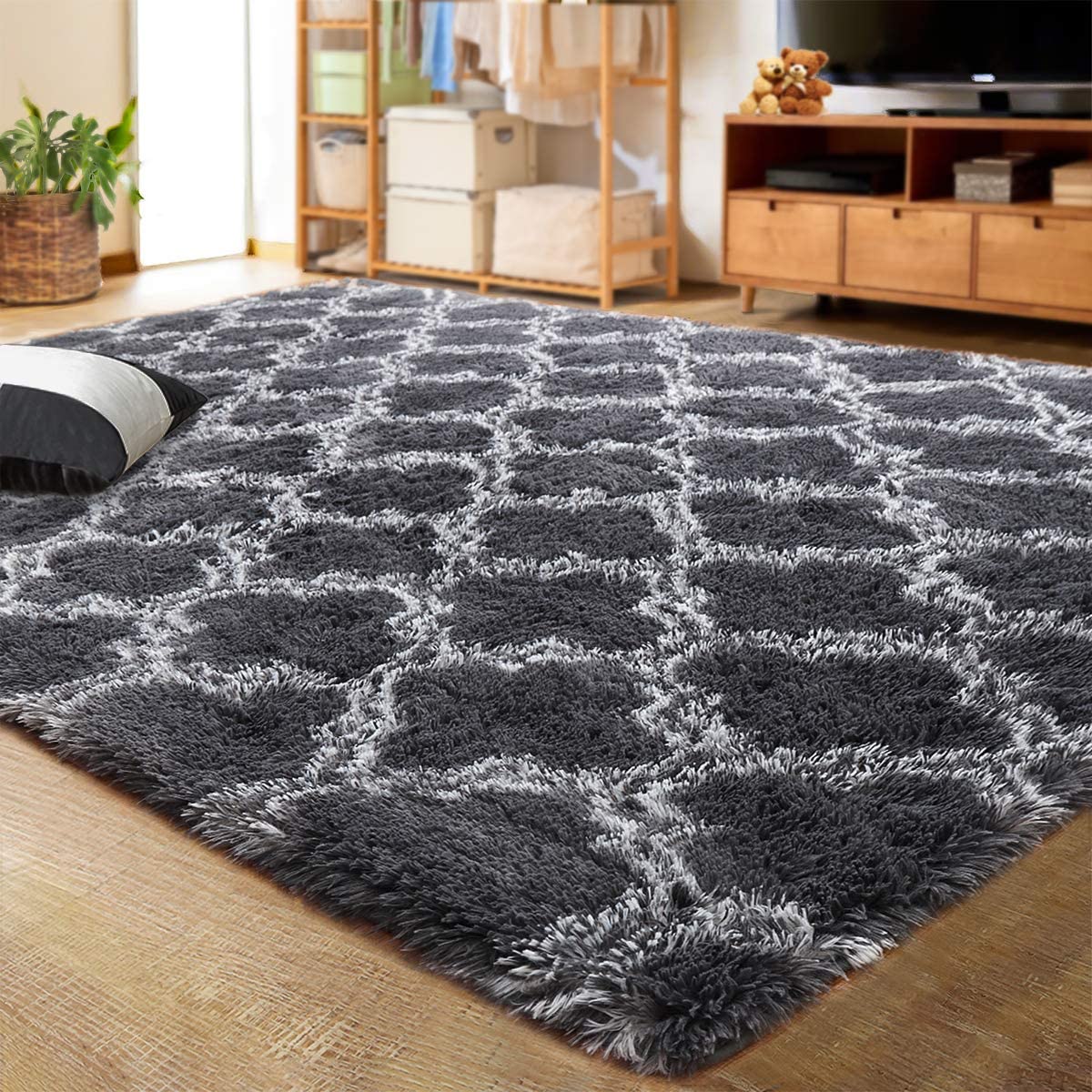 Velvet Shag Area Rug Modern Indoor Plush Fluffy