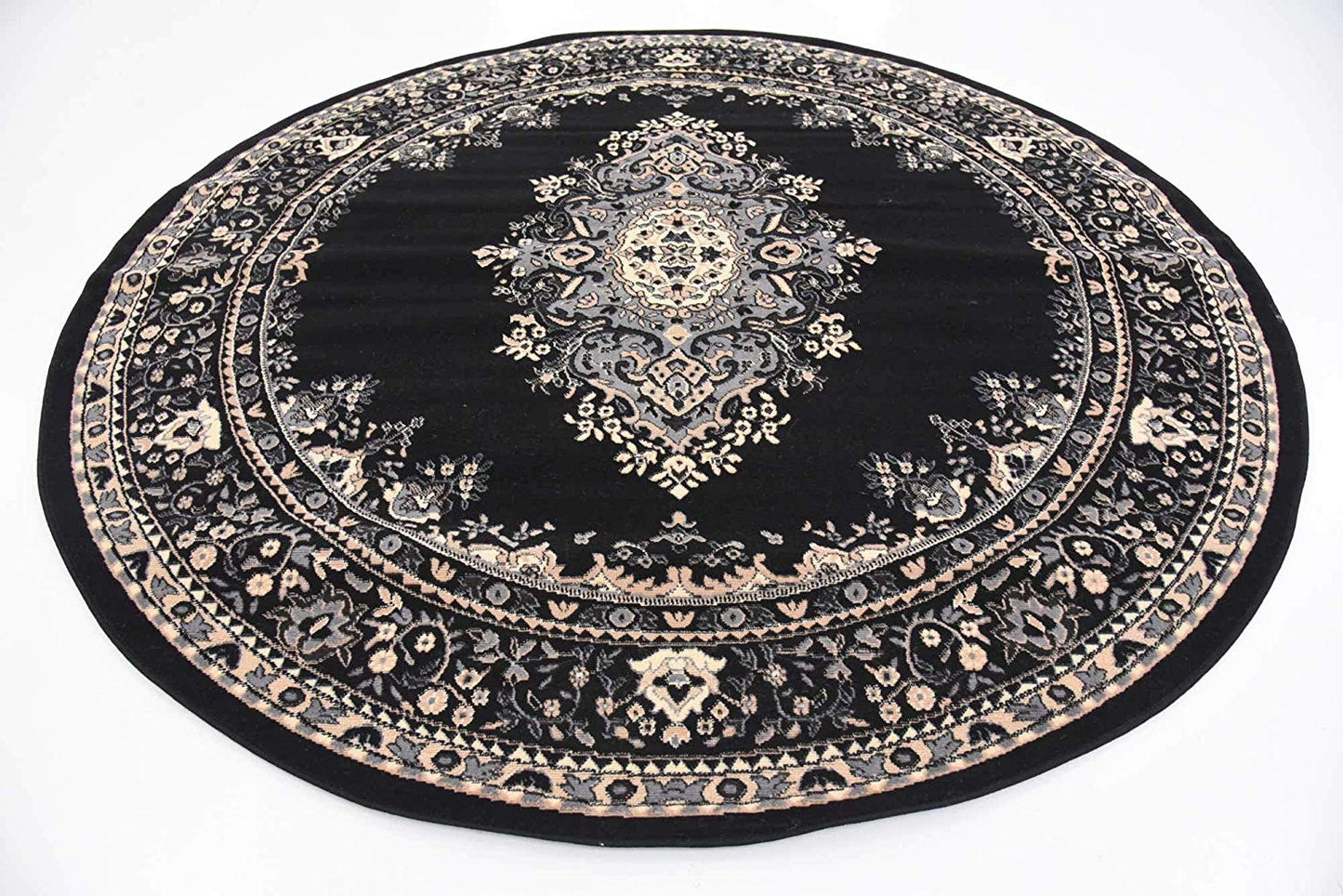 Traditional Medallion Black Soft Area Rug