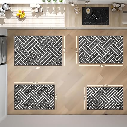 Non Slip Kitchen Runner Rug, Absorbent Resist Dirt Kitchen Floor Mat for Sink, Home, Door, Entrance, Outdoor, Machine Washable, 19.5"x31", Brown