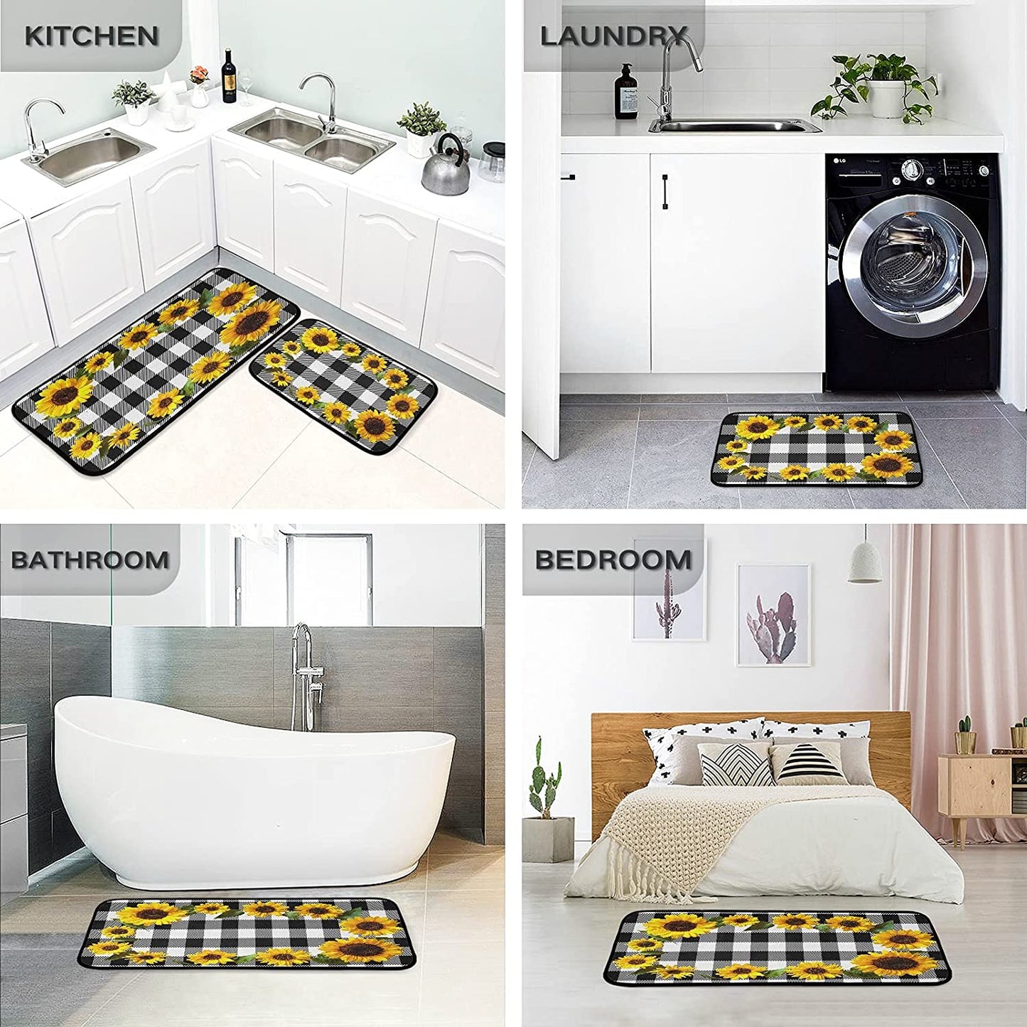 2 Pieces Honeycomb Beehive Wasp Bumblebee Anti Fatigue Kitchen Rug Set - 20"x28"+20"x47" 20"x28"+20"x47"