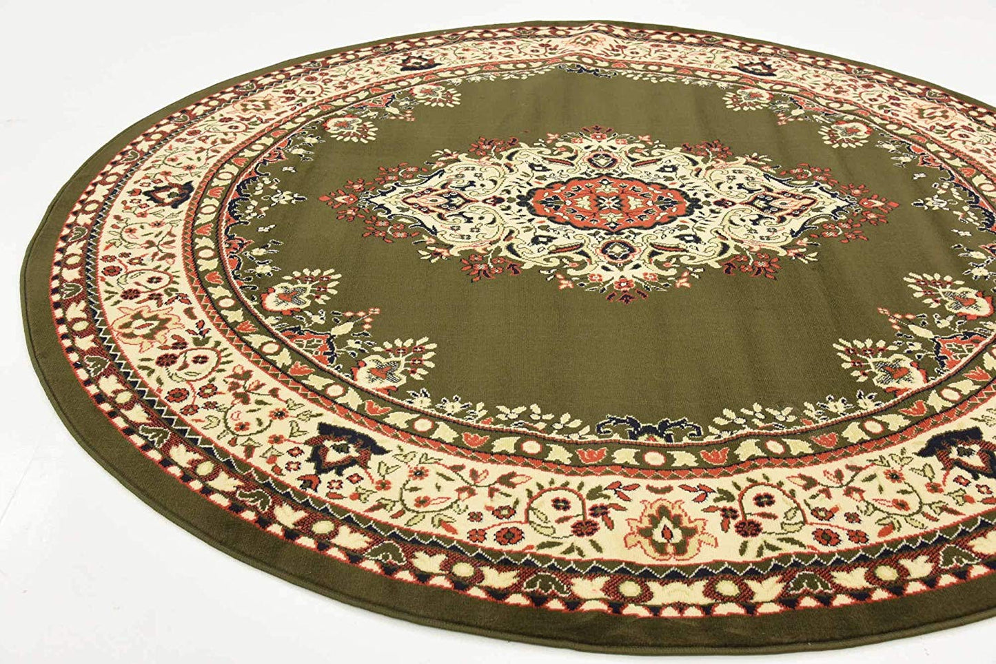 Traditional Medallion Green Soft Area Rug