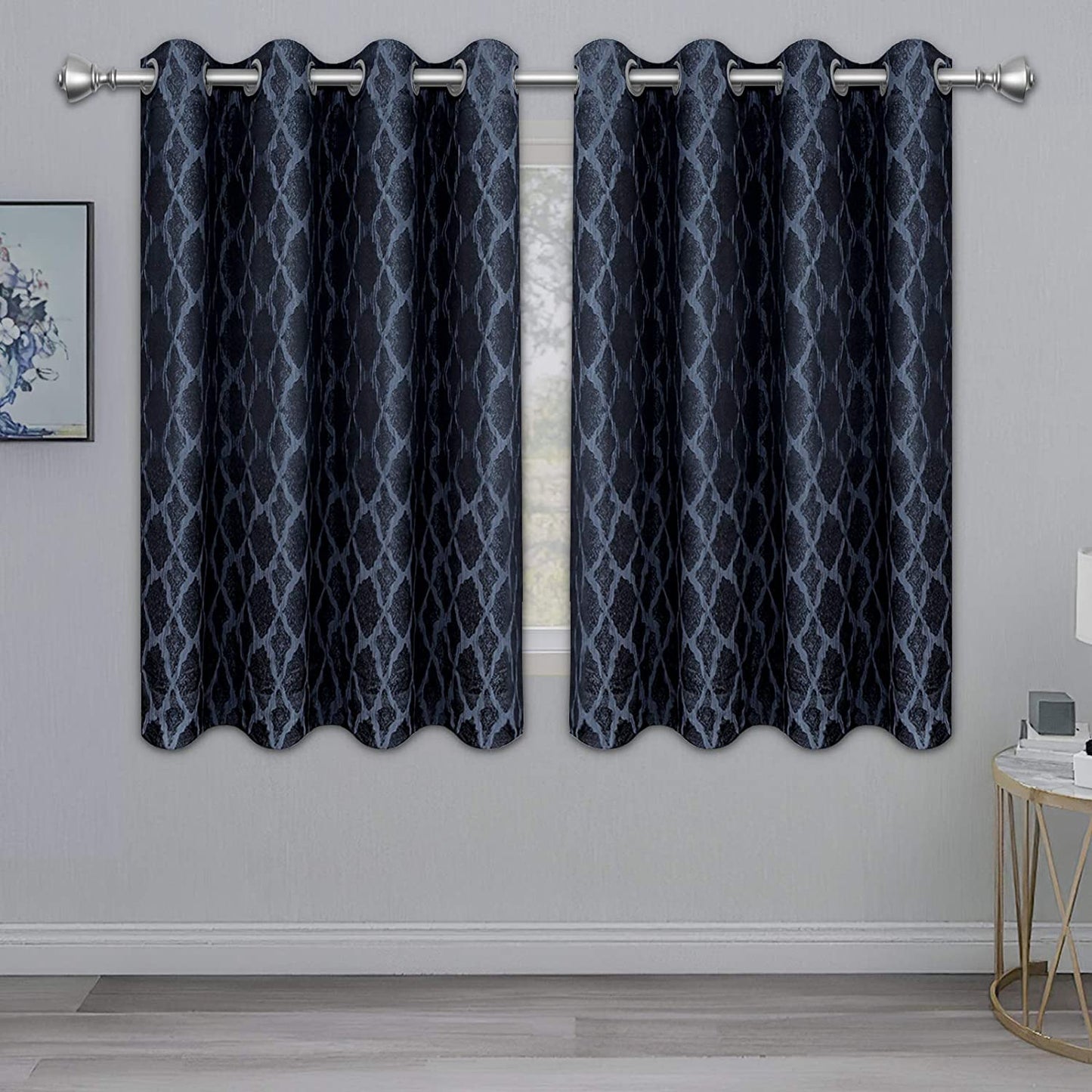 Jacquard Blackout Curtains for Bedroom, Cold/Heat/Sun Blocking and Noise Reduction Thermal Insulated Window Drapes, Camel, 52 x 63 inch Length, Set of 2 Grommet Curtain Panels