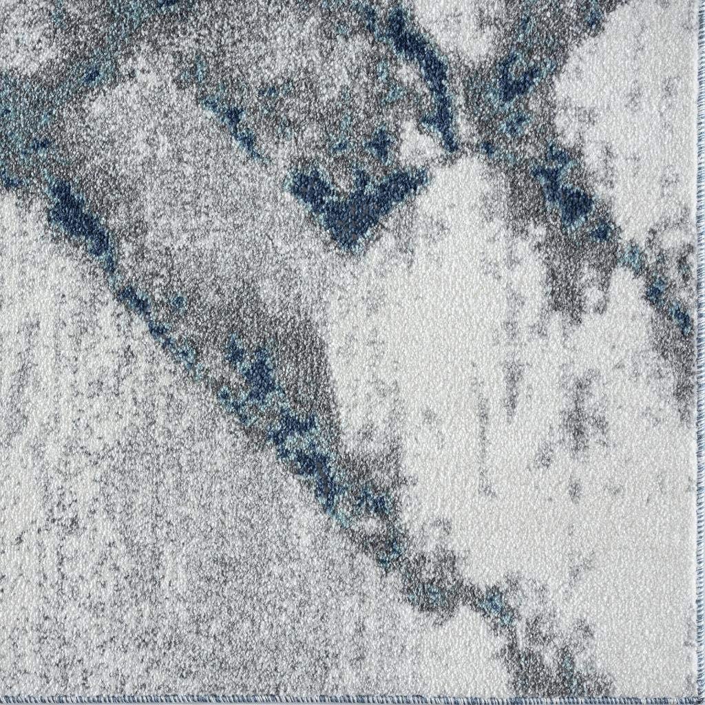 Lagos Collection Blue Art Deco Soft Area Rug