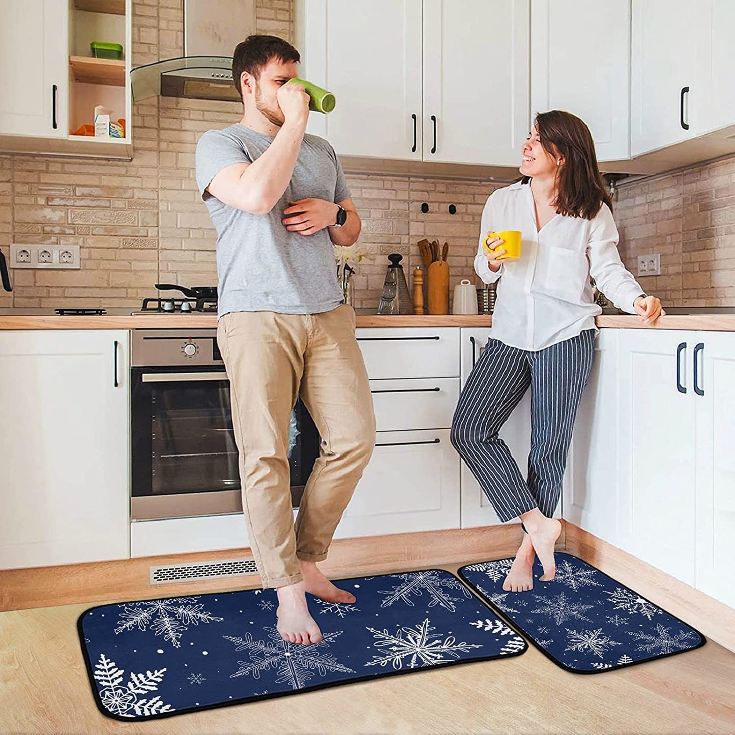 2 Pieces Honeycomb Beehive Wasp Bumblebee Anti Fatigue Kitchen Rug Set - 20"x28"+20"x47" 20"x28"+20"x47"