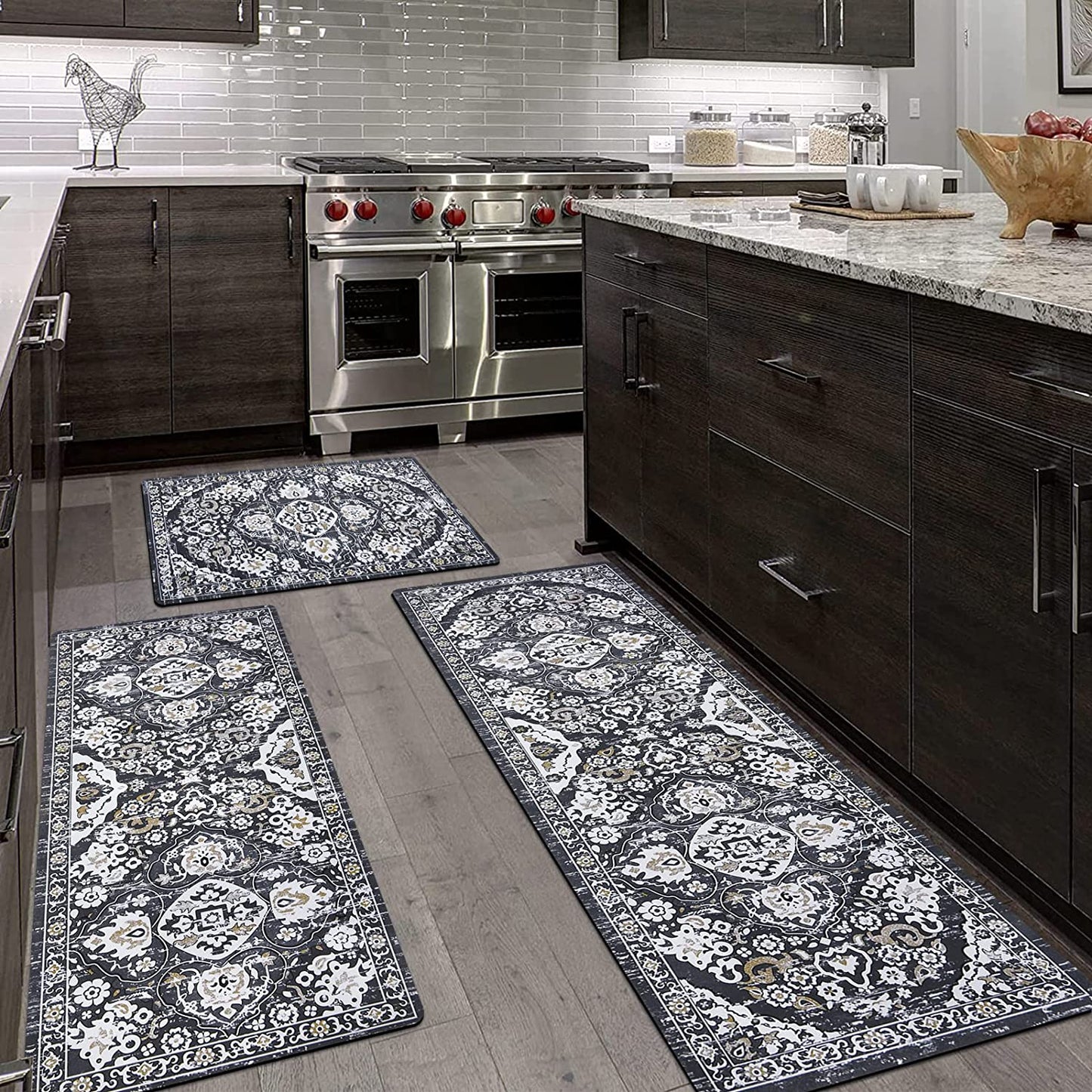 Sets 3 Piece with Runner Farmhouse Rubber Kitchen Mats