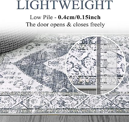 Non-Slip Distressed Vintage Persian Oriental, Small Accent Throw Low Pile Traditional Area Rug - 2' X 3'