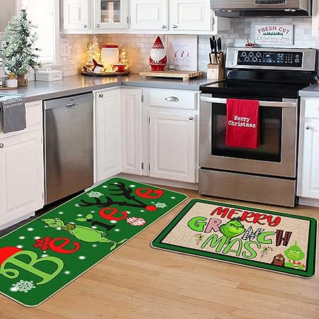 Green Monster Non Slip Christmas Kitchen Decoration, Set of 2