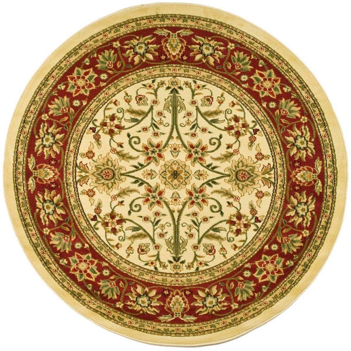 Traditional Oriental Soft Area Rug, Ivory/ Red