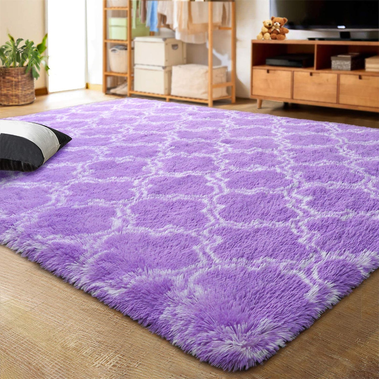 Velvet Shag Area Rug Modern Indoor Plush Fluffy